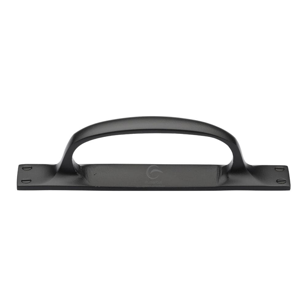 M.Marcus Cabinet Hardware Matt Black / Cabinet Pull Handles M.Marcus - Black Iron Rustic Cabinet Pull Handle On Plate 228mm