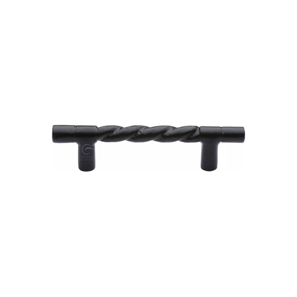 M.Marcus Cabinet Hardware Matt Black / Cabinet Pull Handles / 203mm c/c M.Marcus - Black Iron Rustic Cabinet Pull Rope Design 203mm