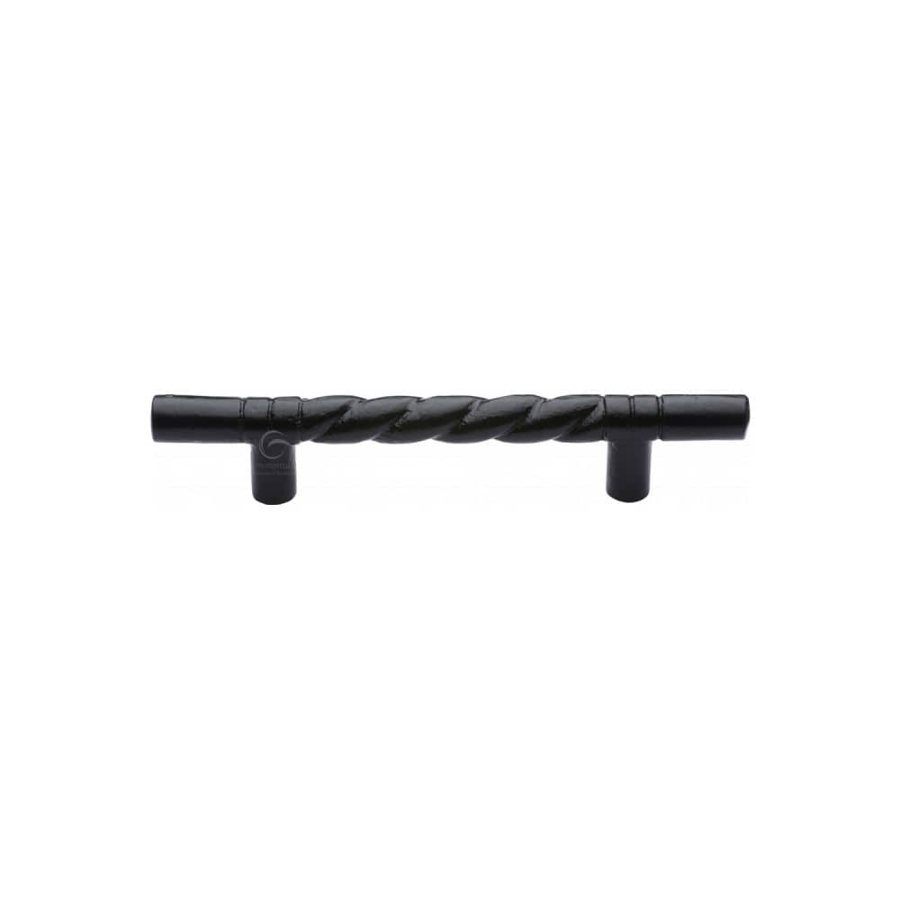 M.Marcus Cabinet Hardware Matt Black / Cabinet Pull Handles M.Marcus - Black Iron Rustic Cabinet Pull Rope Design 305mm