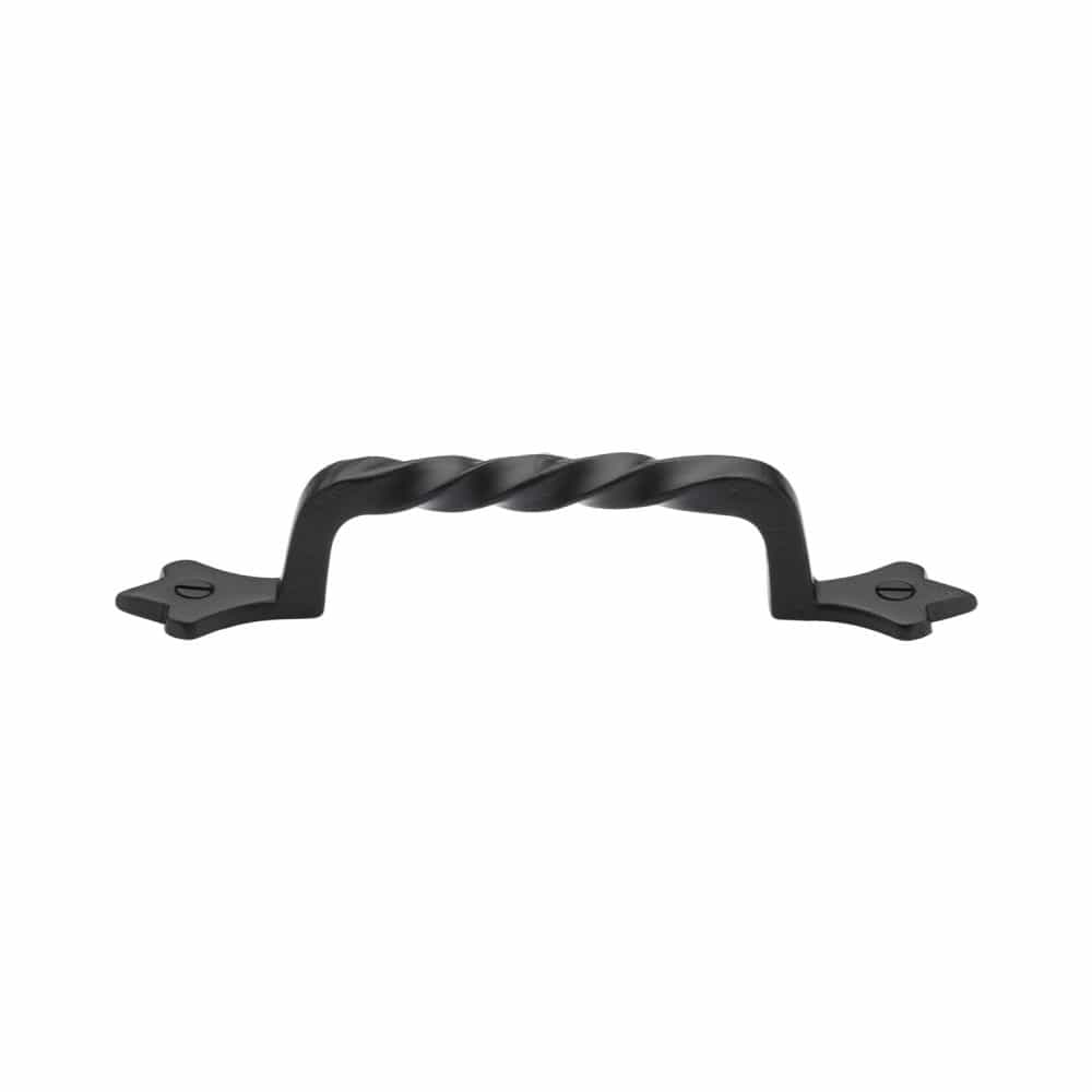 M.Marcus Cabinet Hardware Matt Black / Cabinet Pull Handles / 114mm c/c M.Marcus - Black Iron Rustic Cabinet Pull Twist Design 143mm CTC