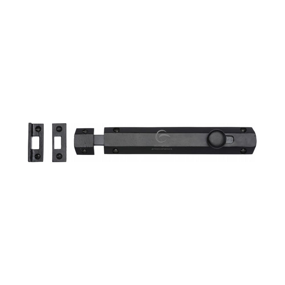 M.Marcus Accessories Matt Black / Straight Surface Bolts / 200mm / 8" M.Marcus - Black Iron Rustic Door Bolt Flat 8"