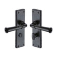 M.Marcus Door Furniture Matt Black / Bathroom Lock Handles M.Marcus - Black Iron Rustic Door Handle Bathroom Set Ashfield Design