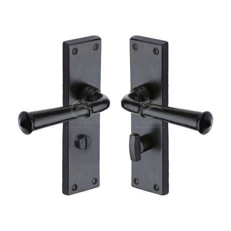 M.Marcus Door Furniture Matt Black / Bathroom Lock Handles M.Marcus - Black Iron Rustic Door Handle Bathroom Set Ashfield Design