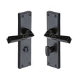 M.Marcus Door Furniture Matt Black / Bathroom Lock Handles M.Marcus - Black Iron Rustic Door Handle Bathroom Set Bridgnorth Design