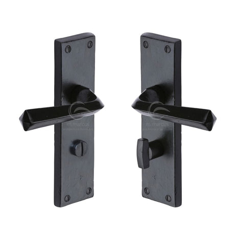 M.Marcus Door Furniture Matt Black / Bathroom Lock Handles M.Marcus - Black Iron Rustic Door Handle Bathroom Set Bridgnorth Design