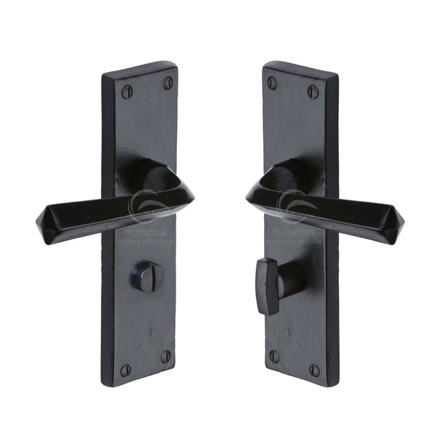 M.Marcus Door Furniture Matt Black / Bathroom Lock Handles M.Marcus - Black Iron Rustic Door Handle Bathroom Set Bridgnorth Design
