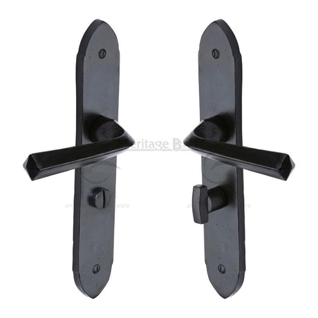 M.Marcus Door Furniture Matt Black / Bathroom Lock Handles M.Marcus - Black Iron Rustic Door Handle Bathroom Set Grafton Design