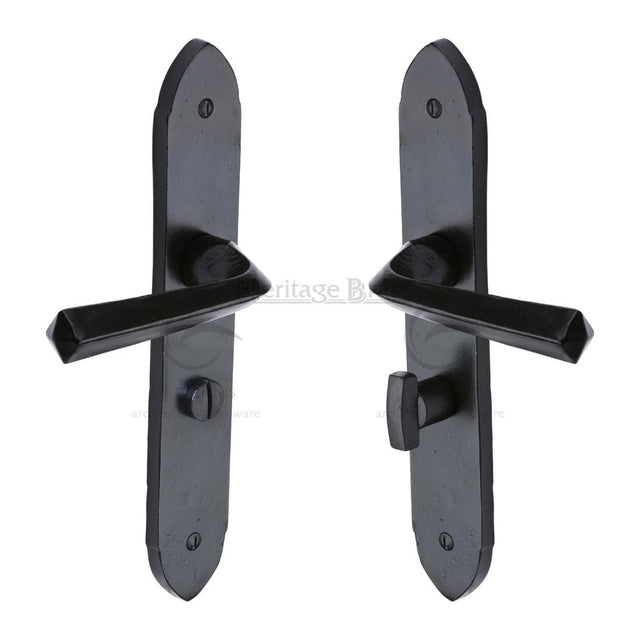 M.Marcus Door Furniture Matt Black / Bathroom Lock Handles M.Marcus - Black Iron Rustic Door Handle Bathroom Set Grafton Design