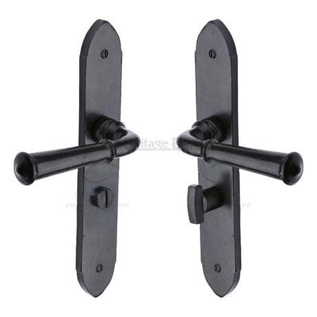 M.Marcus Door Furniture Matt Black / Bathroom Lock Handles M.Marcus - Black Iron Rustic Door Handle Bathroom Set Hadley Design