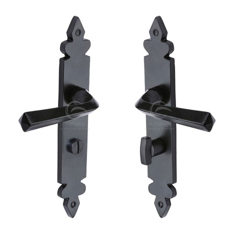 M.Marcus Door Furniture Matt Black / Bathroom Lock Handles M.Marcus - Black Iron Rustic Door Handle Bathroom Set Ironbridge Design