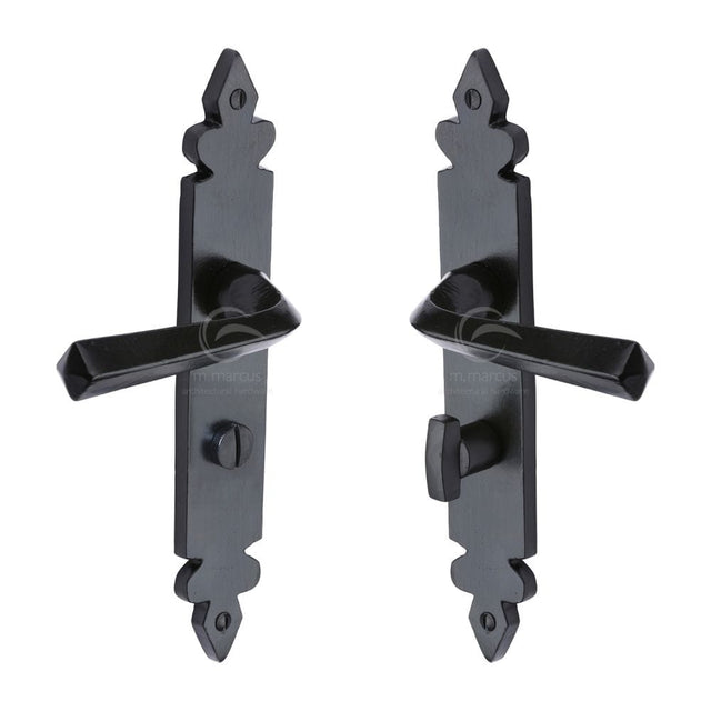 M.Marcus Door Furniture Matt Black / Bathroom Lock Handles M.Marcus - Black Iron Rustic Door Handle Bathroom Set Ironbridge Design