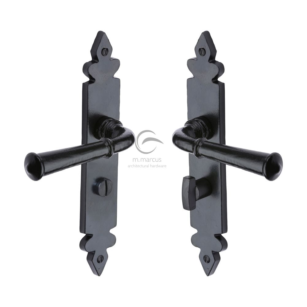 M.Marcus Door Furniture Matt Black / Bathroom Lock Handles M.Marcus - Black Iron Rustic Door Handle Bathroom Set Ludlow Design
