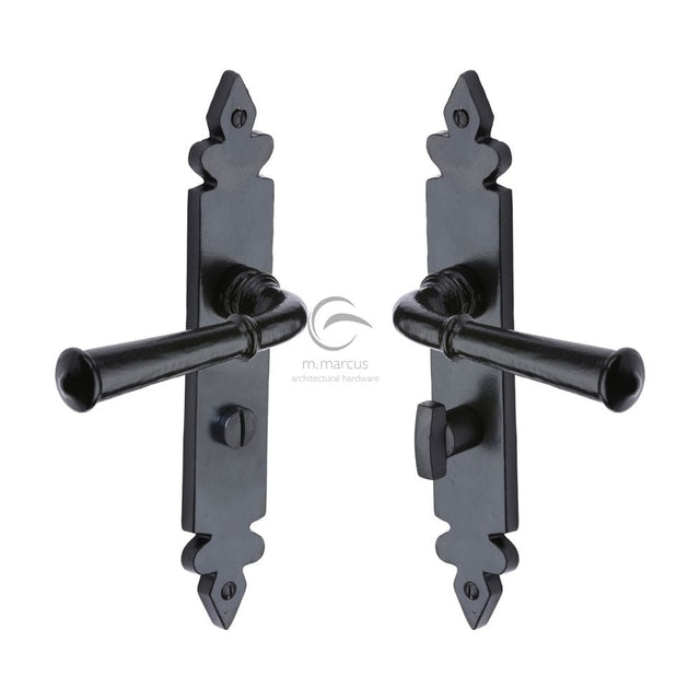 M.Marcus Door Furniture Matt Black / Bathroom Lock Handles M.Marcus - Black Iron Rustic Door Handle Bathroom Set Ludlow Design