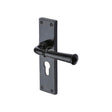 M.Marcus Door Furniture Matt Black / Euro Profile Lock Handles M.Marcus - Black Iron Rustic Door Handle Euro Profile Plate Ashfield Design
