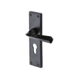 M.Marcus Door Furniture Matt Black / Euro Profile Lock Handles M.Marcus - Black Iron Rustic Door Handle Euro Profile Plate Bridgnorth Design