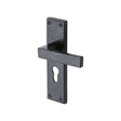 M.Marcus Door Furniture Matt Black / Euro Profile Lock Handles M.Marcus - Black Iron Rustic Door Handle Euro Profile Plate Cheswell Design