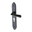 M.Marcus Door Furniture Matt Black / Euro Profile Lock Handles M.Marcus - Black Iron Rustic Door Handle Euro Profile Plate Grafton Design