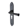 M.Marcus Door Furniture Matt Black / Euro Profile Lock Handles M.Marcus - Black Iron Rustic Door Handle Euro Profile Plate Hadley Design