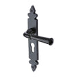 M.Marcus Door Furniture Matt Black / Euro Profile Lock Handles M.Marcus - Black Iron Rustic Door Handle Euro Profile Plate Ludlow Design