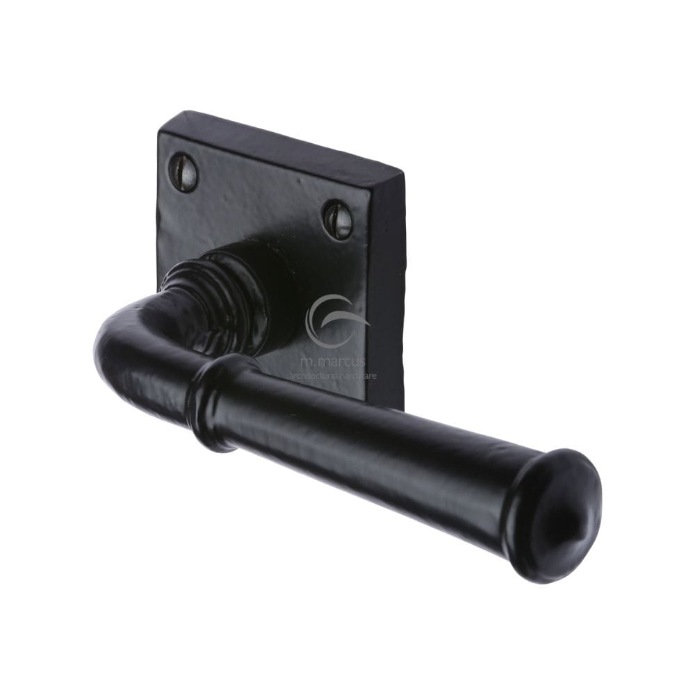 M.Marcus Door Furniture Matt Black / Square Rose M.Marcus - Black Iron Rustic Door Handle Lever Latch on Square Rose Claverley De