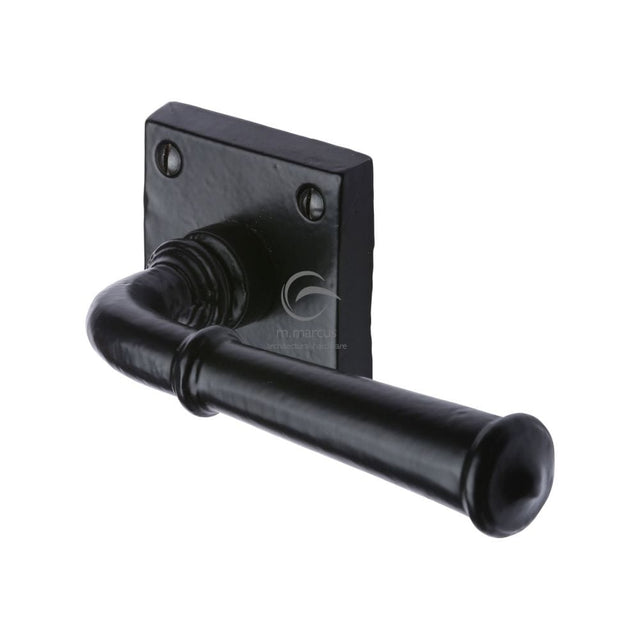 M.Marcus Door Furniture Matt Black / Square Rose M.Marcus - Black Iron Rustic Door Handle Lever Latch on Square Rose Claverley De