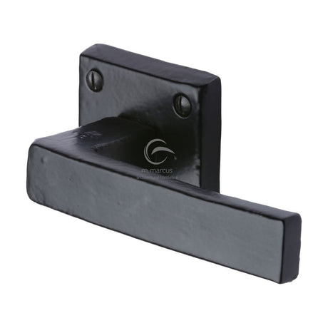 M.Marcus Door Furniture Matt Black / Square Rose M.Marcus - Black Iron Rustic Door Handle Lever Latch on Square Rose Hanwood Desi