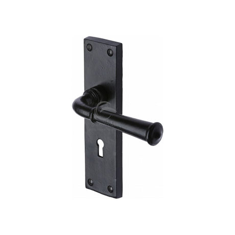 M.Marcus Door Furniture Matt Black / Std. Lock Handles M.Marcus - Black Iron Rustic Door Handle Lever Lock Ashfield Design