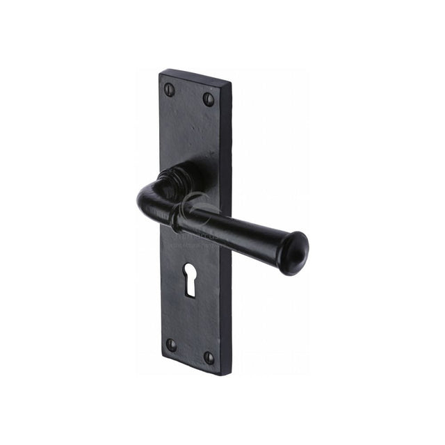M.Marcus Door Furniture Matt Black / Std. Lock Handles M.Marcus - Black Iron Rustic Door Handle Lever Lock Ashfield Design