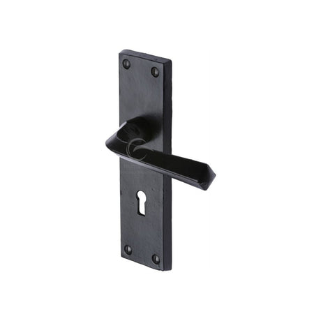 M.Marcus Door Furniture Matt Black / Std. Lock Handles M.Marcus - Black Iron Rustic Door Handle Lever Lock Bridgnorth Design