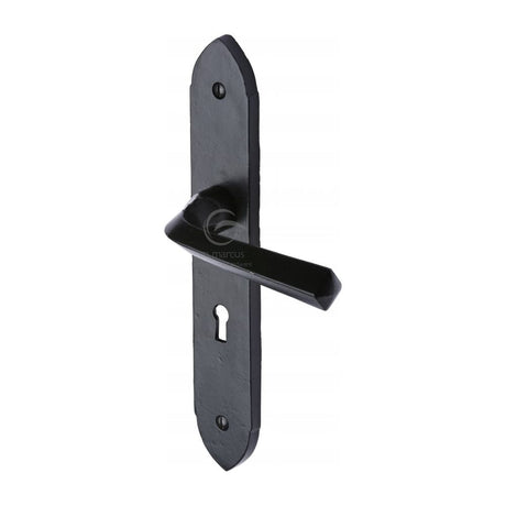 M.Marcus Door Furniture Matt Black / Std. Lock Handles M.Marcus - Black Iron Rustic Door Handle Lever Lock Grafton Design