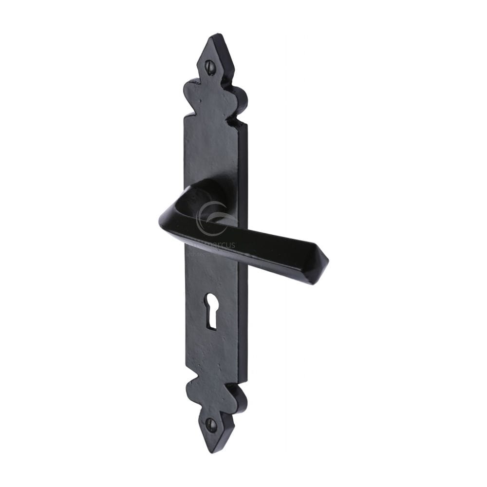 M.Marcus Door Furniture Matt Black / Std. Lock Handles M.Marcus - Black Iron Rustic Door Handle Lever Lock Ironbridge Design