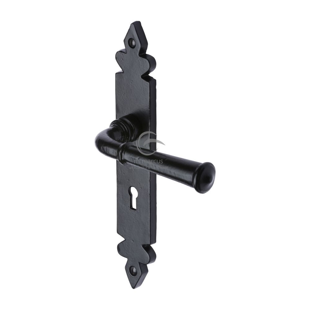 M.Marcus Door Furniture Matt Black / Std. Lock Handles M.Marcus - Black Iron Rustic Door Handle Lever Lock Ludlow Design