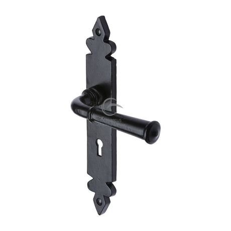 M.Marcus Door Furniture Matt Black / Std. Lock Handles M.Marcus - Black Iron Rustic Door Handle Lever Lock Ludlow Design