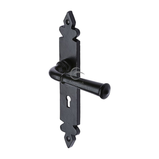 M.Marcus Door Furniture Matt Black / Std. Lock Handles M.Marcus - Black Iron Rustic Door Handle Lever Lock Ludlow Design