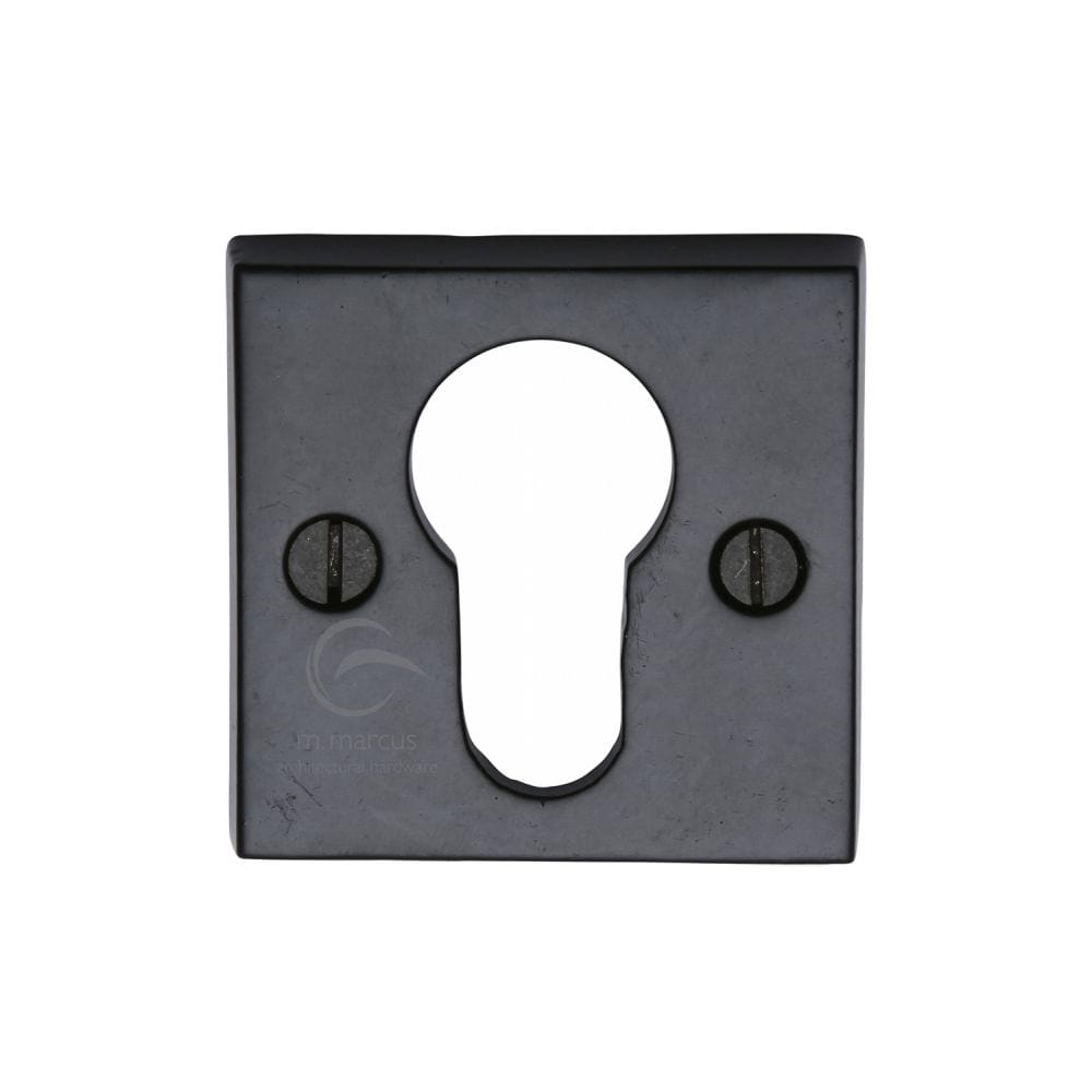 M.Marcus Door Furniture Matt Black / Euro Profile Escutcheons M.Marcus - Black Iron Rustic Euro Profile Cylinder Escutcheon