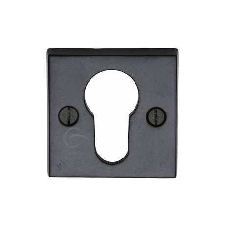 M.Marcus Door Furniture Matt Black / Euro Profile Escutcheons M.Marcus - Black Iron Rustic Euro Profile Cylinder Escutcheon