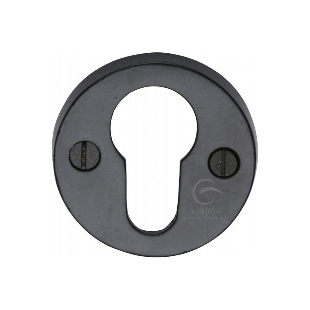 M.Marcus Door Furniture Matt Black / Euro Profile Escutcheons M.Marcus - Black Iron Rustic Euro Profile Cylinder Escutcheon