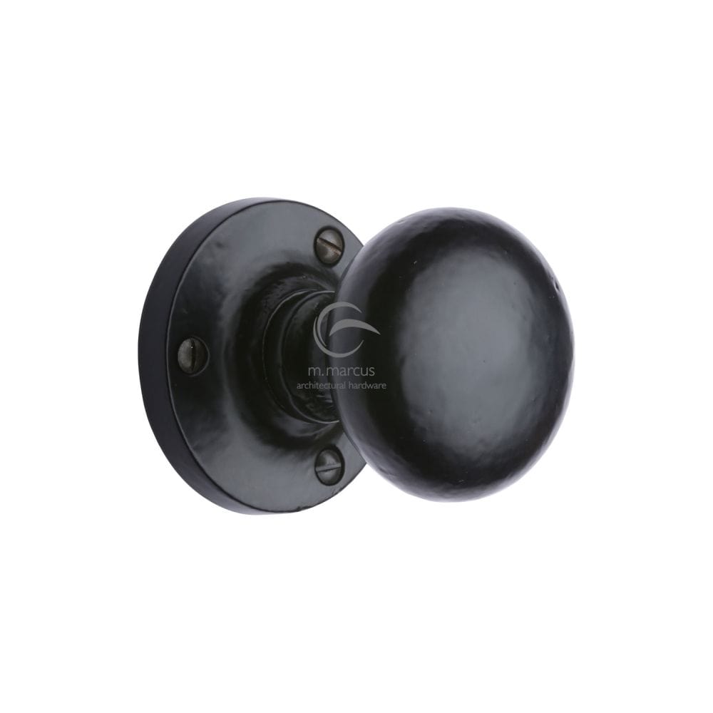 M.Marcus Door Furniture Matt Black / Mortice Knobs M.Marcus - Black Iron Rustic Mortice Knob on Rose Alveley Design