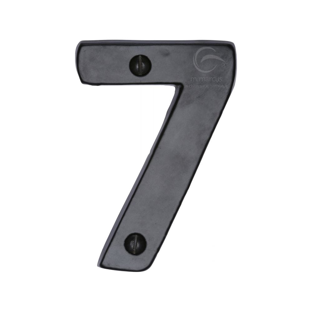 M.Marcus Door Furniture Matt Black / Numerals / 7 M.Marcus - Black Iron Rustic Numeral 7 Face Fix 76mm (3")