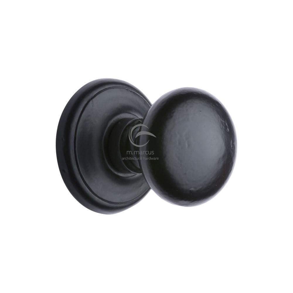 M.Marcus Door Furniture Matt Black / Round Centre Door Knob M.Marcus - Black Iron Rustic Round Centre Door Knob 3"