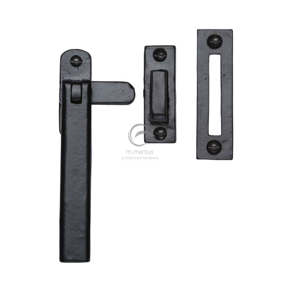 M.Marcus Window Furniture Matt Black / No / Mortice & Hook Place M.Marcus - Black Iron Rustic Weather Stripped Casement Window Fastener