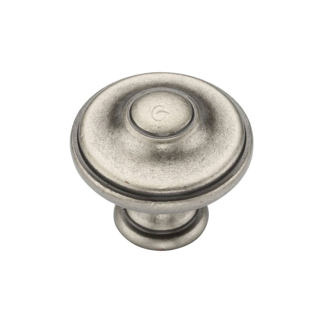 M.Marcus Cabinet Hardware Distressed Pewter / Cabinet Knobs / 30mm Dia. M.Marcus - Domed Round Knob 030mm Distressed Pewter Finish