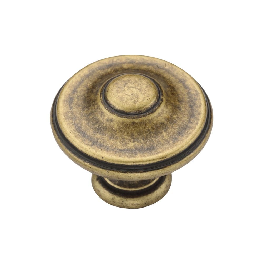 M.Marcus Cabinet Hardware Distressed Brass / Cabinet Knobs / 35mm Dia. M.Marcus - Domed Round Knob 035mm Distressed Brass Finish