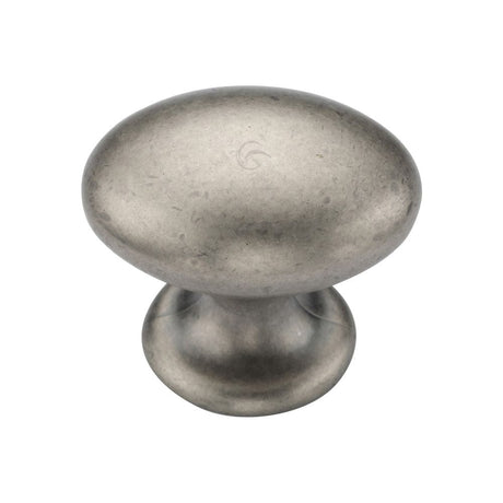 M.Marcus Cabinet Hardware Distressed Pewter / Cabinet Knobs / 40mm Dia. M.Marcus - Egg Knob 040mm Distressed Pewter Finish