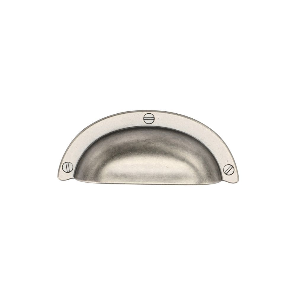 M.Marcus Cabinet Hardware Distressed Pewter / Cabinet Cup Pulls / 64mm c/c M.Marcus - Faux Screw Bin (Cup) Pull 064mm Distressed Pewter Finish