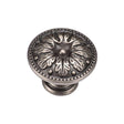 M.Marcus Cabinet Hardware Distressed Pewter / Cabinet Knobs / 30mm Dia. M.Marcus - Floral Round Knob 030mm Distressed Pewter Finish
