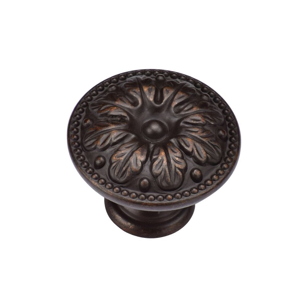 M.Marcus Cabinet Hardware Matt Bronze / Cabinet Knobs / 30mm Dia. M.Marcus - Floral Round Knob 030mm Matt Bronze Finish