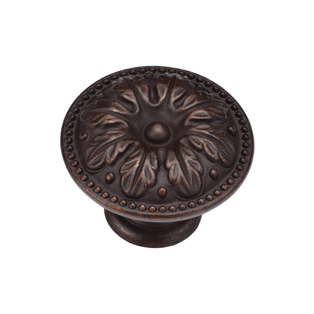 M.Marcus Cabinet Hardware Matt Bronze / Cabinet Knobs / 35mm Dia. M.Marcus - Floral Round Knob 035mm Matt Bronze Finish