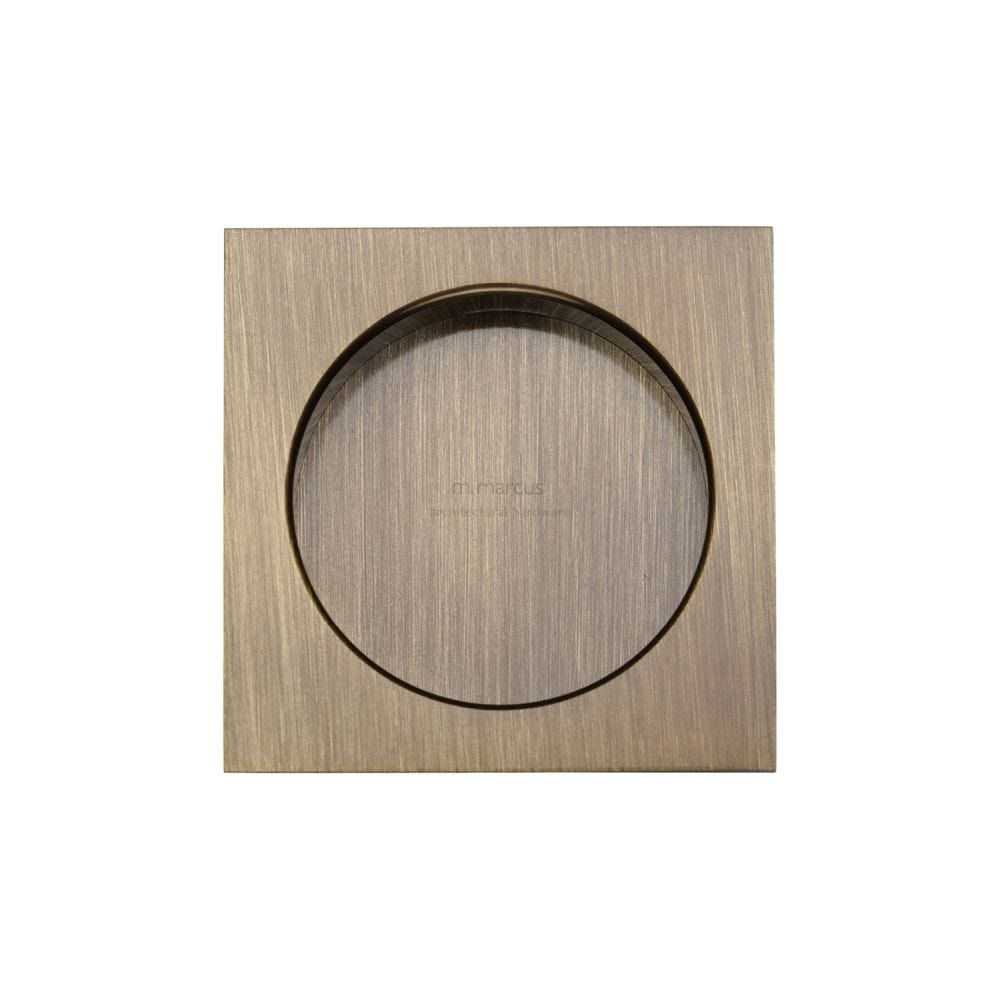 M.Marcus Door Furniture Antique Brass / Flush Handle / Square M.Marcus - SLD Square Flush Pull Pair Antique Brass
