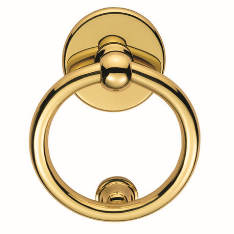 This is an image of a Carlisle Brass - Ring Door Knocker - Polished Brass that is availble to order from Trade Door Handles in Kendal.